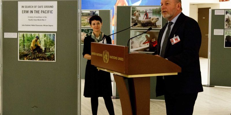 Exhibition Opening: Our Pacific Project Coordinator John Rodsted opens SafeGround’s exhibition at the United Nations in Geneva, Nov 2018